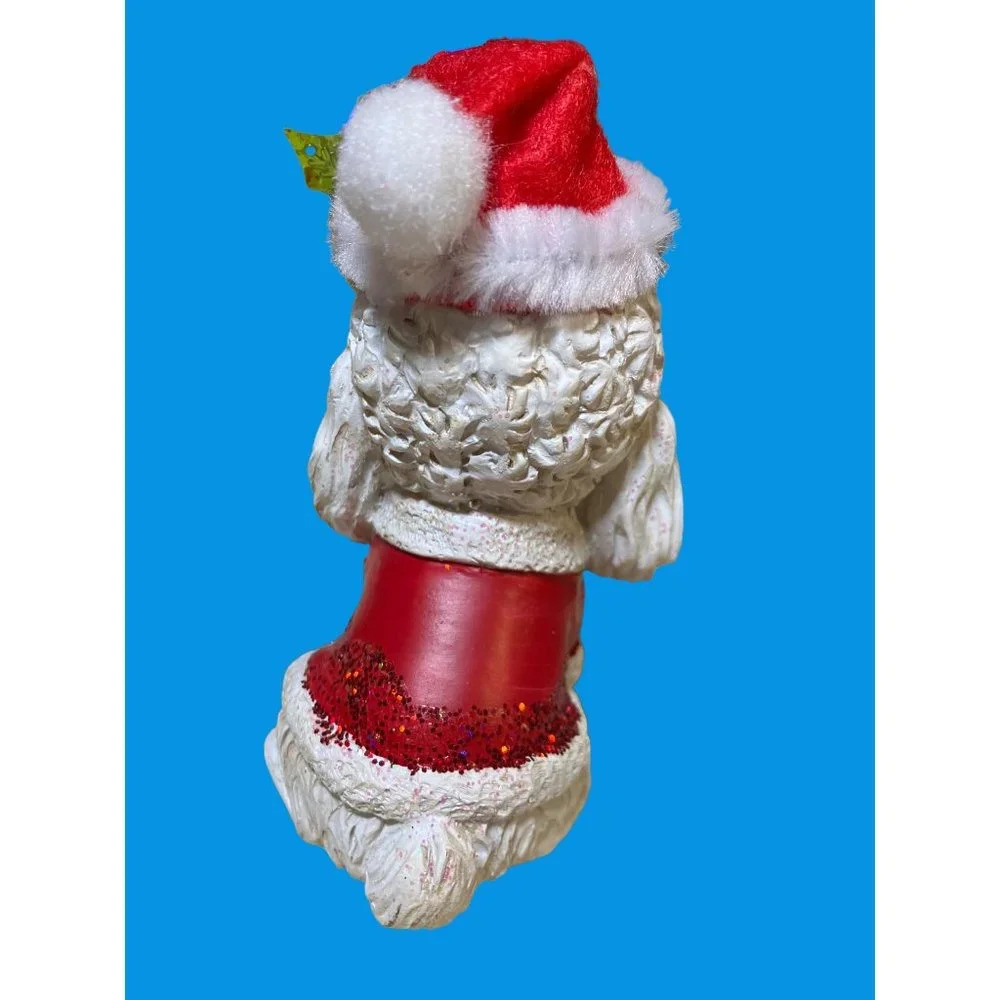 Pier 1 White Poodle Holiday Dog Resin Christmas Ornament